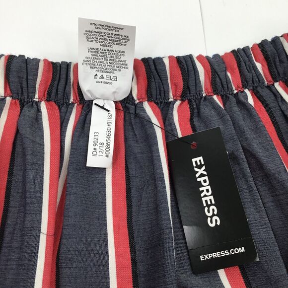 Express Reversible Top Women XS Red White Blue Stripe Off the Shoulder Patriotic - Picture 12 of 13